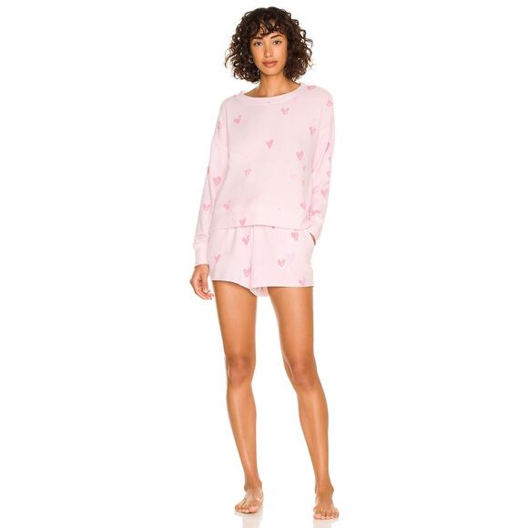 Splendid Elora Shortie Two Piece Set in Pink Hearts XS - Picture 1 of 9
